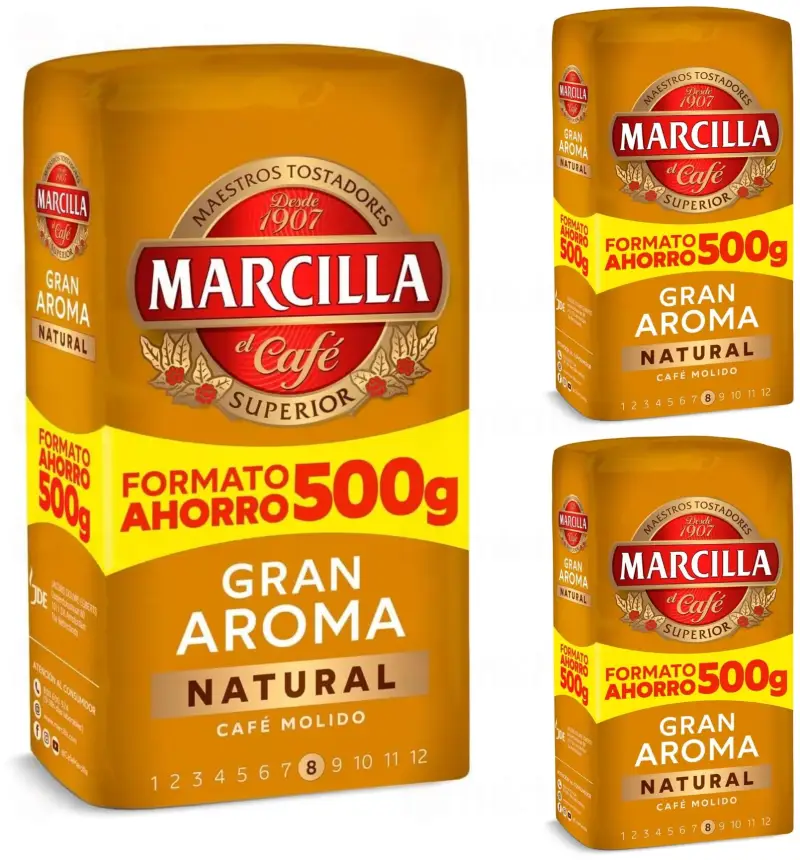 3x500gr Marcilla Café Molido Gran Aroma 3x500gr Marcilla Café Molido Gran Aroma