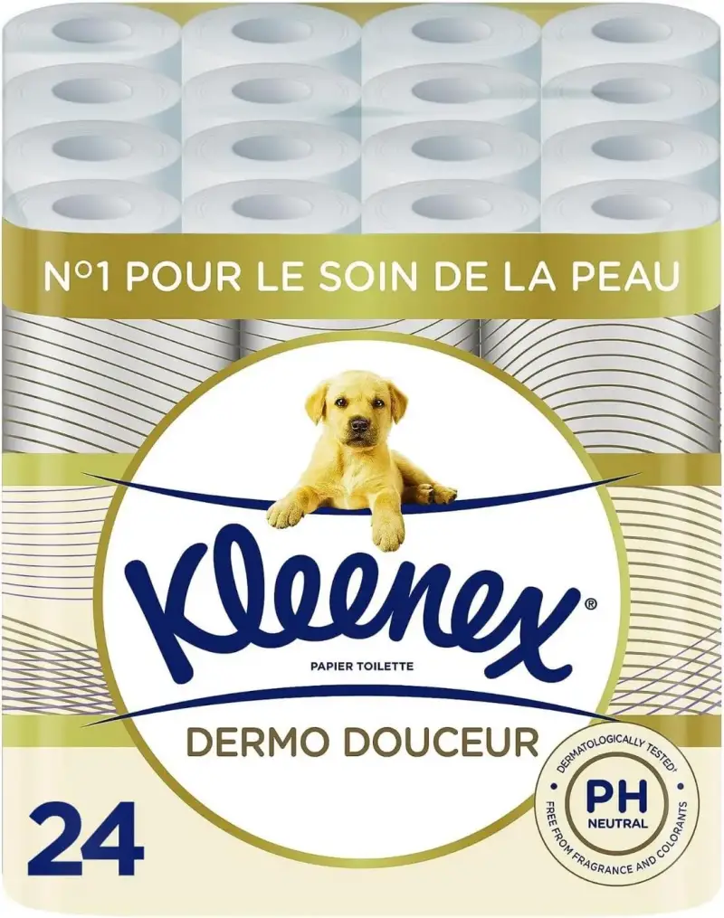 24 rollos papel higiénico Kleenex Dermo Douceur 24 rollos papel higiénico Kleenex Dermo Douceur