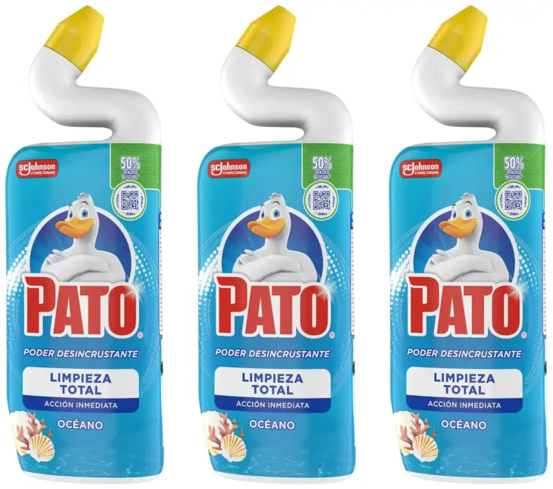 3x750ml Limpiador quitamanchas para inodoro Pato fragancia océano 3x750ml Limpiador quitamanchas para inodoro Pato fragancia océano