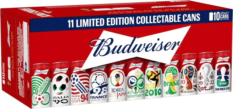 10x44ml Budweiser Cerveza Edición Limitada mundiales 10x44ml Budweiser Cerveza Edición Limitada mundiales