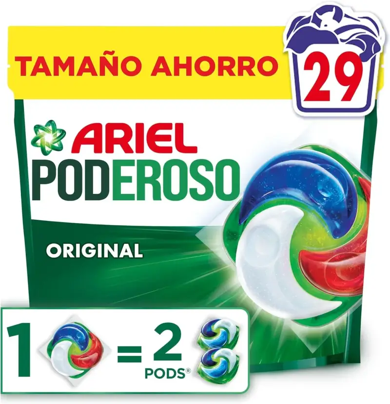 29 lavados Ariel Pods PODEROSO Detergente lavadora cápsulas 29 lavados Ariel Pods PODEROSO Detergente lavadora cápsulas