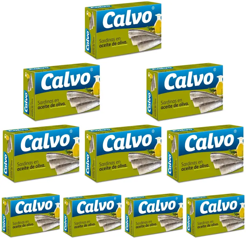 10x120gr latas de sardinas en Aceite de Oliva Calvo 10x120gr latas de sardinas en Aceite de Oliva Calvo