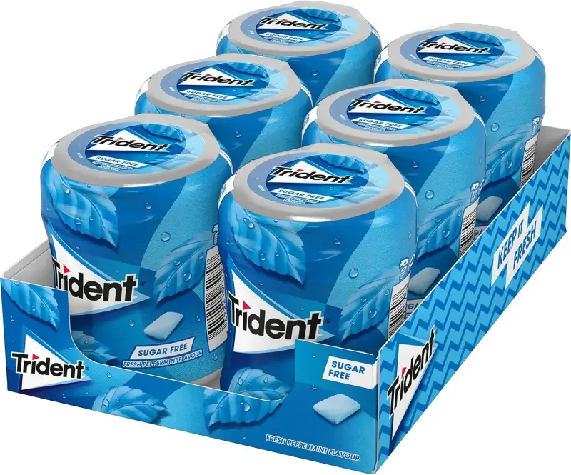 6 botes TRIDENT chicles menta sin azúcar 6 botes TRIDENT chicles menta sin azúcar