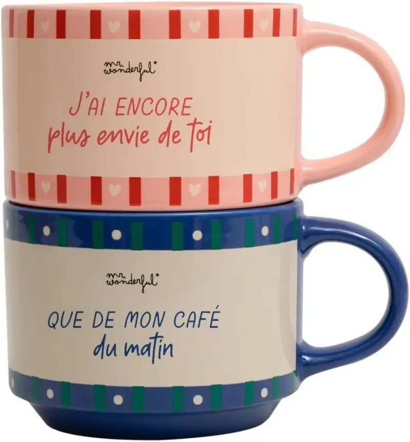 Pack 2 tazas apilables Sr. Wonderful 370ml Pack 2 tazas apilables Sr. Wonderful 370ml