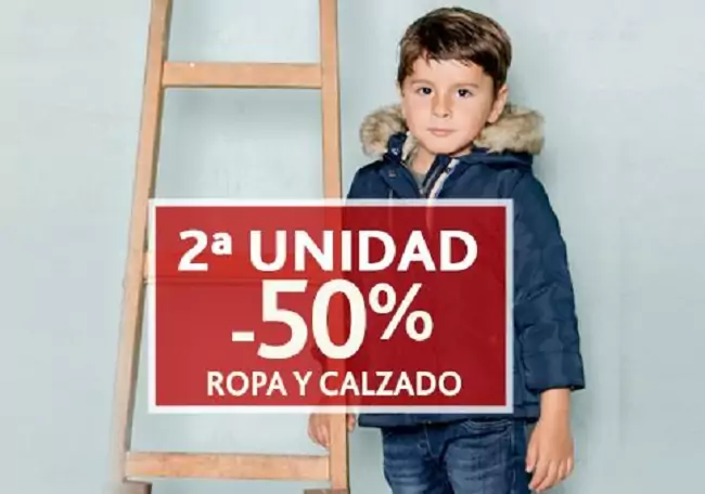 Segunda unidad al 50% en ropa y calzado Segunda unidad al 50% en ropa y calzado