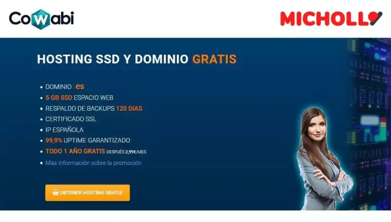 Dominio .es + Hosting SSD 5GB durante 1 año GRATIS Dominio .es + Hosting SSD 5GB durante 1 año GRATIS