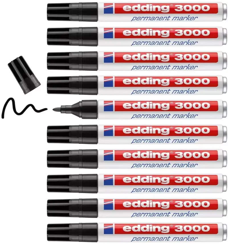 10x Marcador Permanente Edding 3000 Negro 10x Marcador Permanente Edding 3000 Negro