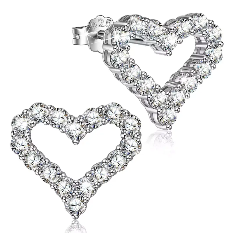 Pendientes corazón con circonitas Pendientes corazón con circonitas