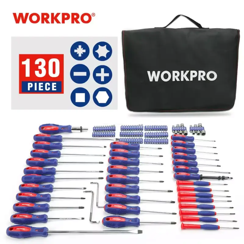 2x Sets de destornilladores Workpro con 130 piezas 2x Sets de destornilladores Workpro con 130 piezas