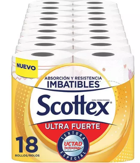 Pack de 18 Rollos Scottex Papel de Cocina Ultra Fuerte Pack de 18 Rollos Scottex Papel de Cocina Ultra Fuerte
