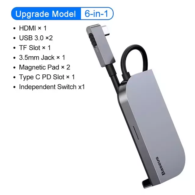HUB USB Tipo C 6 en 1 Baseus HUB USB Tipo C 6 en 1 Baseus