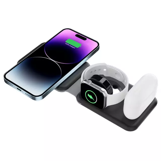 Cargador inalámbrico Qi 3 en 1 para iDevices Cargador inalámbrico Qi 3 en 1 para iDevices