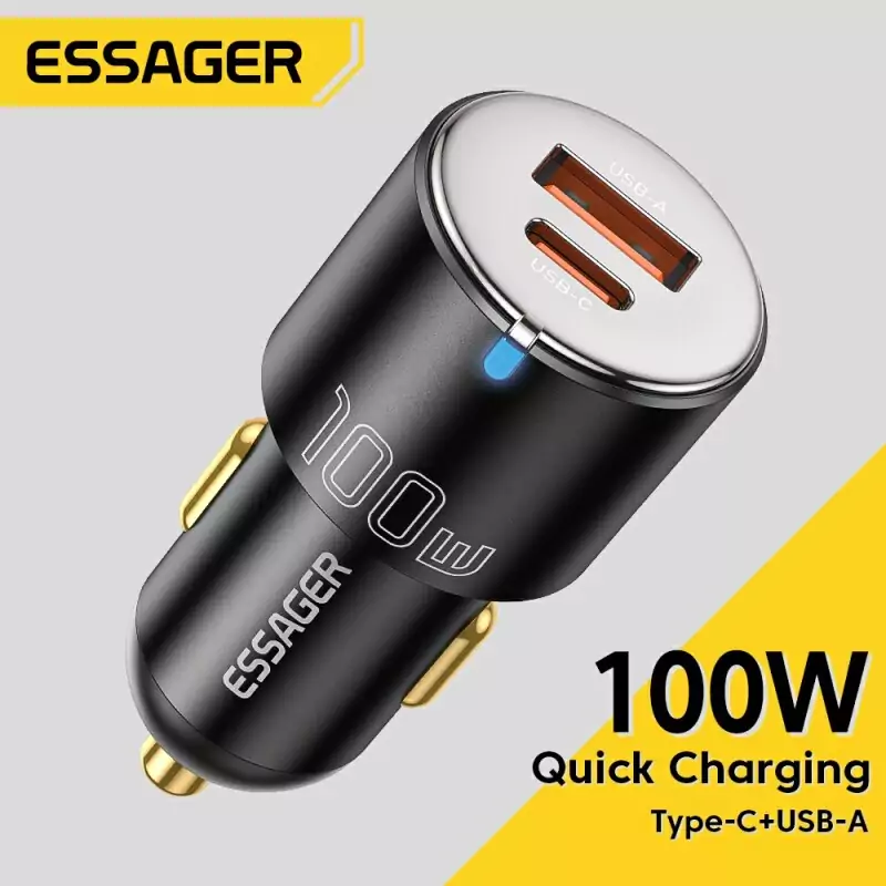 Cargador USB Dual USB-A y USB-C 66W para coche Cargador USB Dual USB-A y USB-C 66W para coche