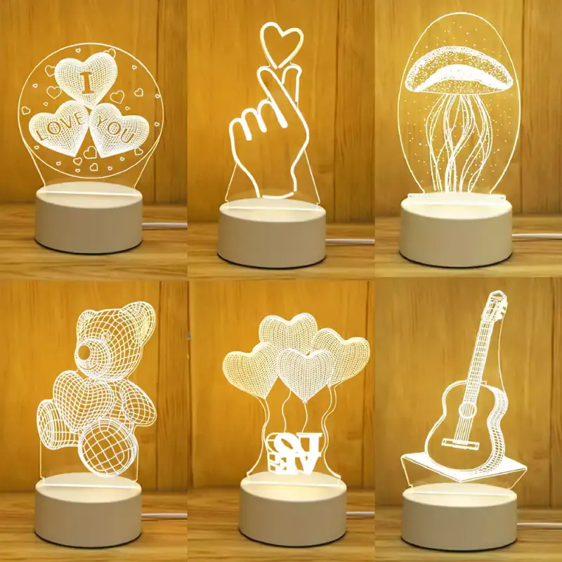 Lámpara LED 3D con diferentes decoraciones Lámpara LED 3D con diferentes decoraciones