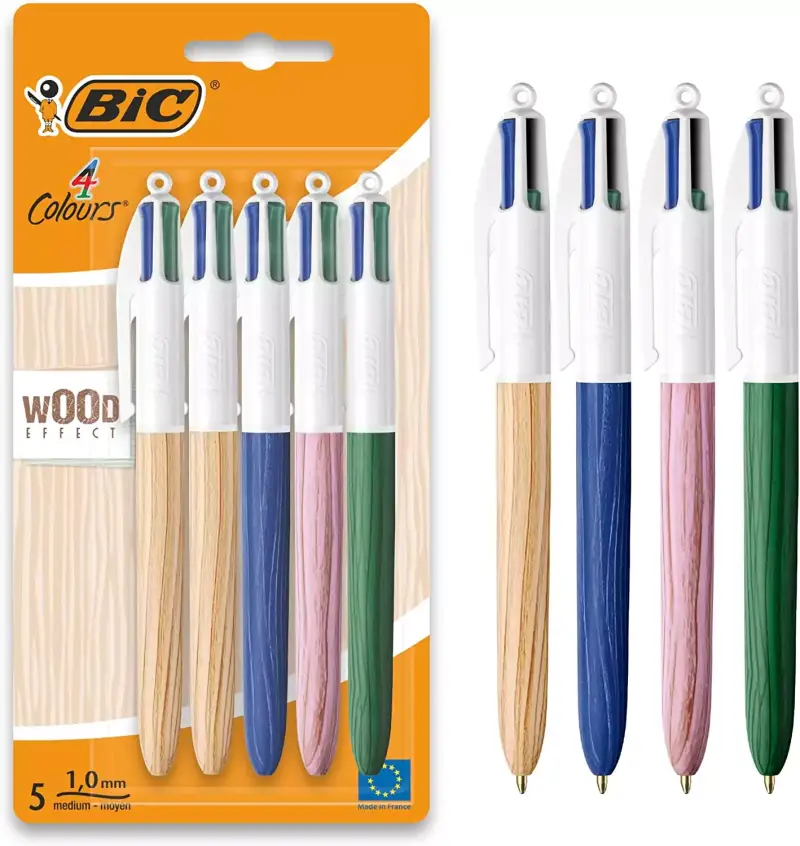 Pack de 5 BIC 4 Colours Wood Style 1.0mm Pack de 5 BIC 4 Colours Wood Style 1.0mm