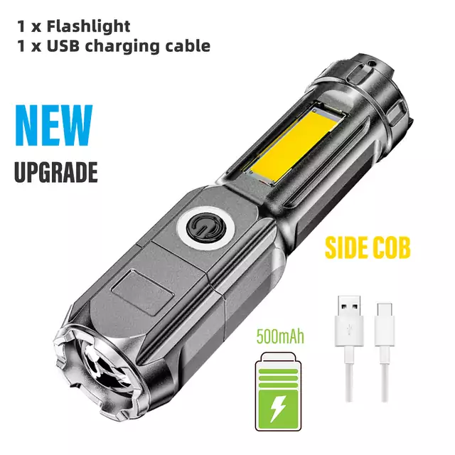 Linterna LED + COB lateral USB Linterna LED + COB lateral USB