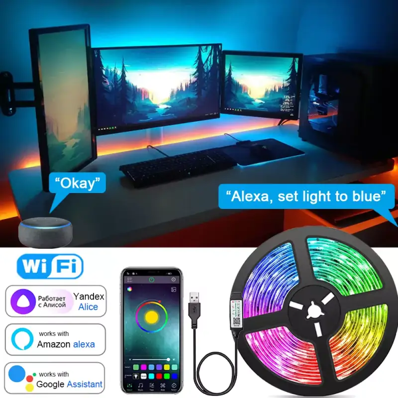 Tira de luces LED Wifi RGB SMD5050 5M Tira de luces LED Wifi RGB SMD5050 5M