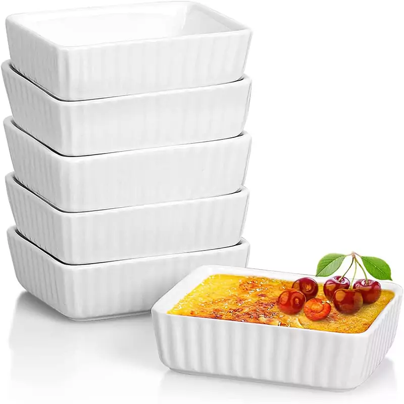 8x Ramekins cuadrados de porcelana 8x Ramekins cuadrados de porcelana