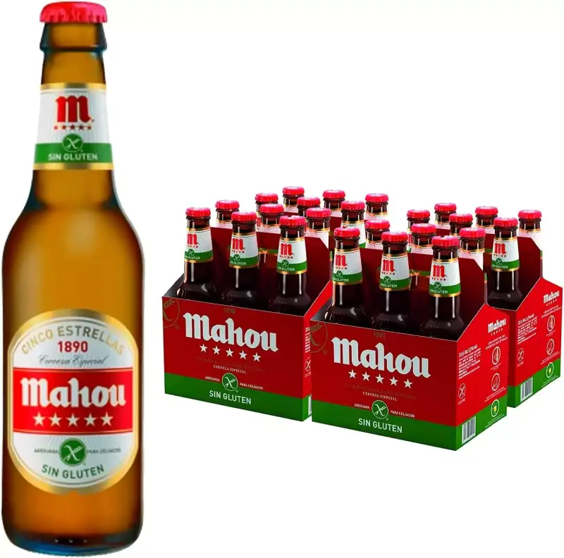 Pack de 24 cervezas Mahou 5 Estrellas Sin Gluten Pack de 24 cervezas Mahou 5 Estrellas Sin Gluten