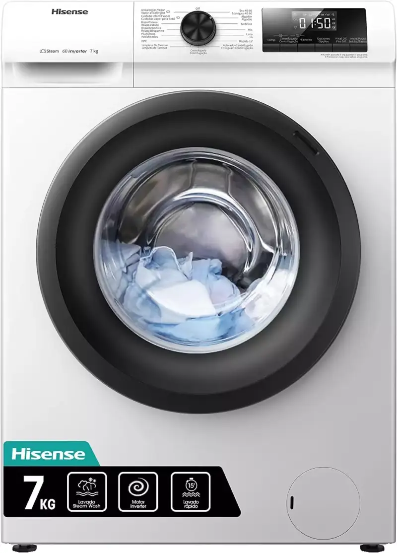 Lavadora Hisense 7Kg con Vapor 1200 rpm Lavadora Hisense 7Kg con Vapor 1200 rpm