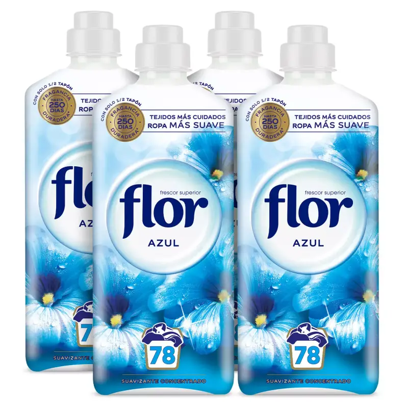 Flor Azul Suavizante (4 botellas de 78 lavados) Flor Azul Suavizante (4 botellas de 78 lavados)