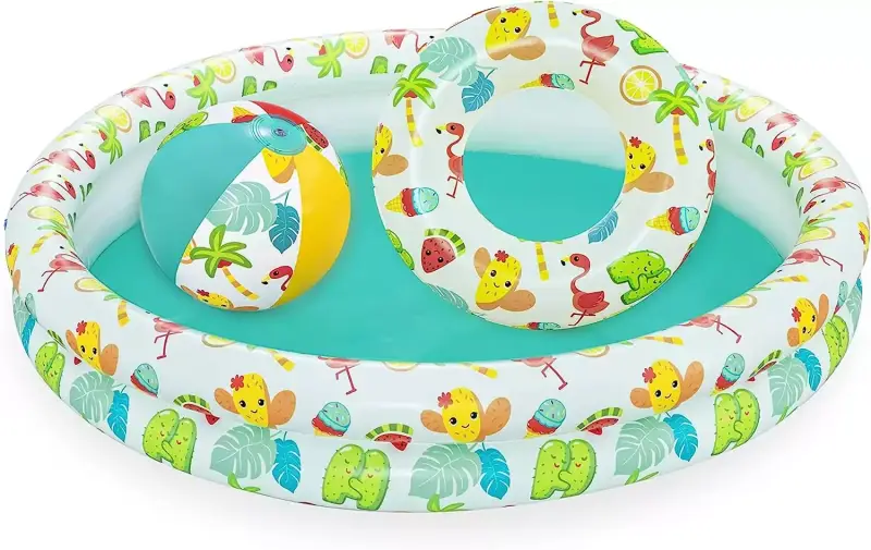 Piscina Hinchable Infantil 122 cm + Flotador + Balón Playa Piscina Hinchable Infantil 122 cm + Flotador + Balón Playa