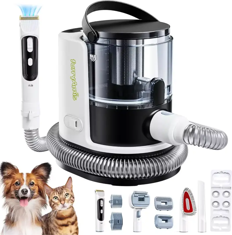 Cortapelos para mascotas con aspiradora integrada y accesorios Cortapelos para mascotas con aspiradora integrada y accesorios