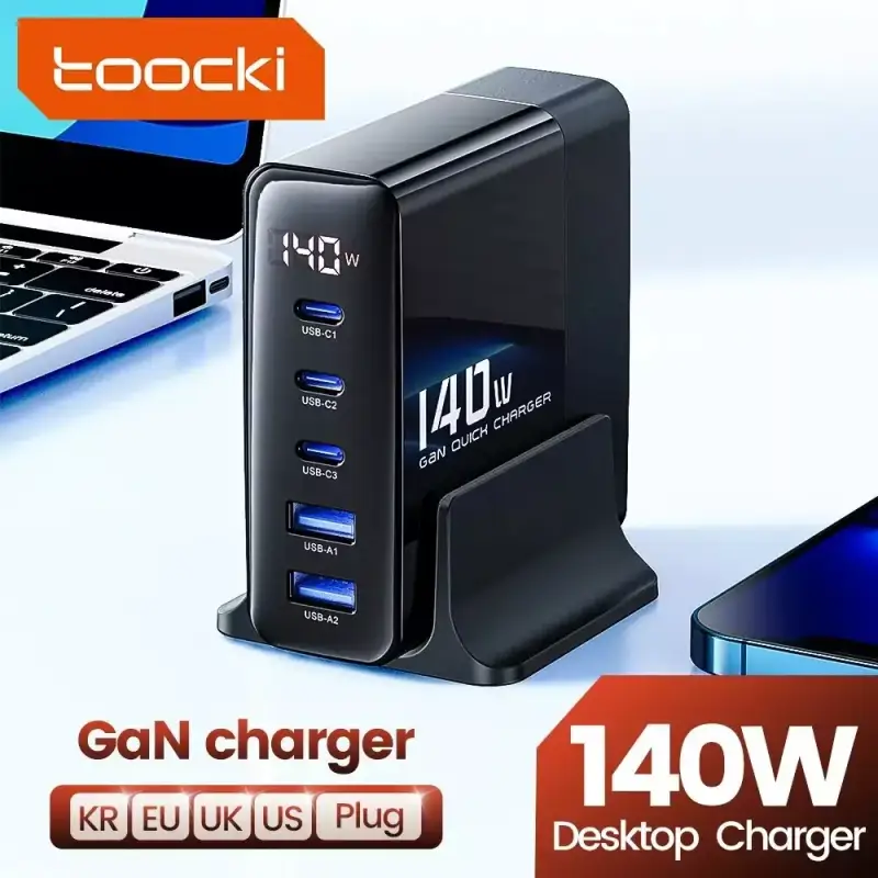 Cargador multipuerto 140W GaN Toocki Cargador multipuerto 140W GaN Toocki