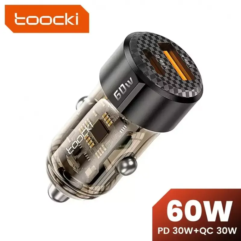 Cargador de coche Toocki 60W USB-C + USB-A Cargador de coche Toocki 60W USB-C + USB-A