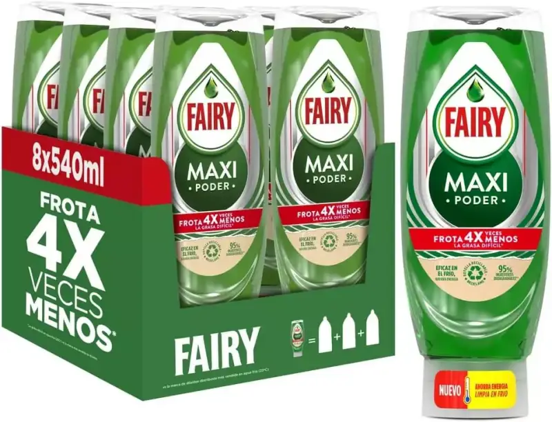 8x540ml Fairy Maxi Poder Líquido Lavavajillas 8x540ml Fairy Maxi Poder Líquido Lavavajillas
