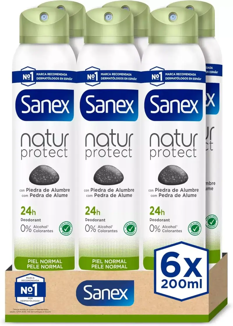 6x 200ml Desodorante Spray Sanex Natur Protect 6x 200ml Desodorante Spray Sanex Natur Protect