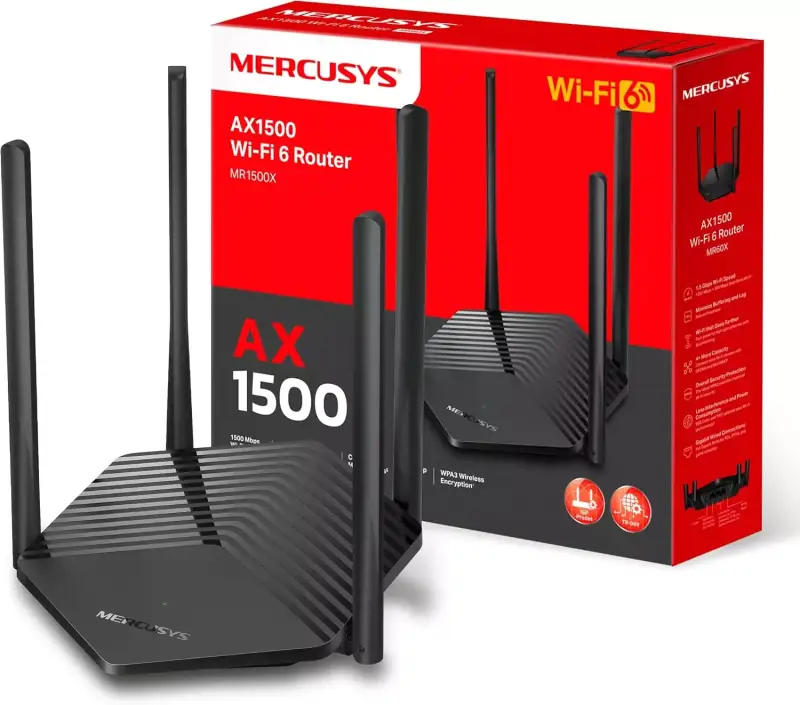 Router Wi-Fi 6 de Doble Banda AX1500 MERCUSYS MR1500X Router Wi-Fi 6 de Doble Banda AX1500 MERCUSYS MR1500X