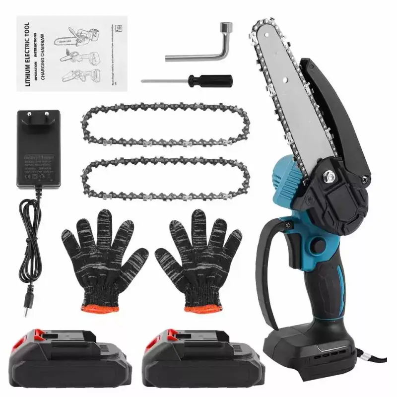 Mini motosierra de poda eléctrica 6" + 2 baterías Mini motosierra de poda eléctrica 6" + 2 baterías