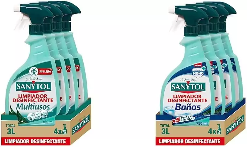 4x 750 Ml Sanytol Baños + 4 Sanytol Multiusos 4x 750 Ml Sanytol Baños + 4 Sanytol Multiusos