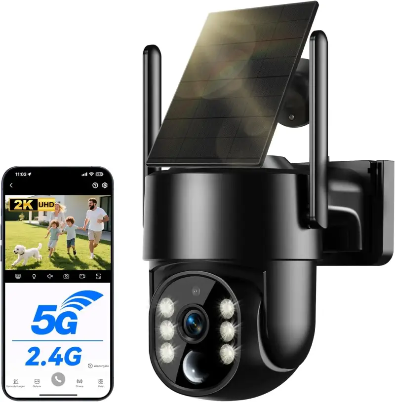 Cámara Vigilancia Solar Exterior 2K 360° WiFi 5G Cámara Vigilancia Solar Exterior 2K 360° WiFi 5G