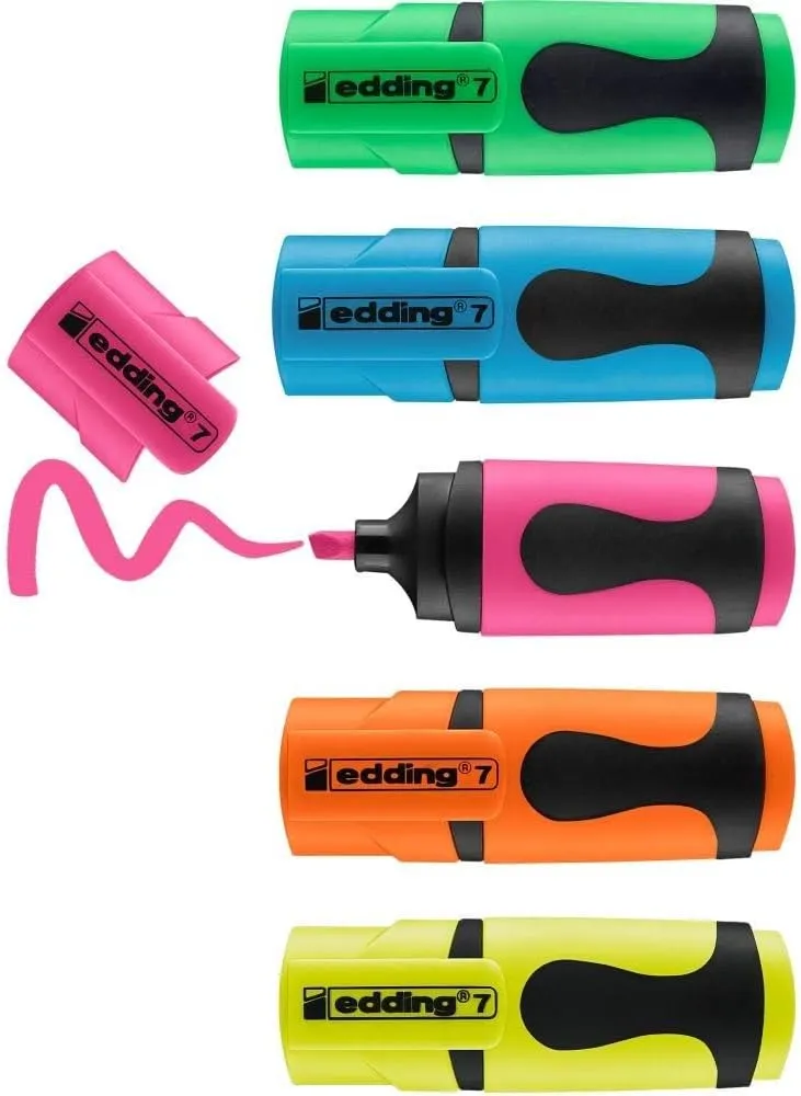 5 Minimarcadores fluorescentes edding con punta biselada 5 Minimarcadores fluorescentes edding con punta biselada