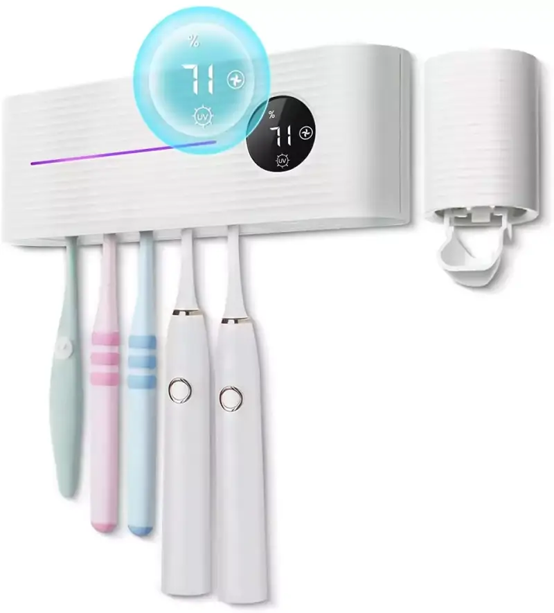 Portacepillos de dientes eléctrico con función UV + Dispensador Portacepillos de dientes eléctrico con función UV + Dispensador