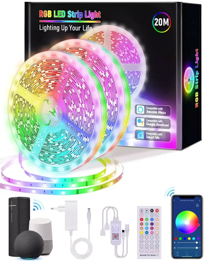 Tira LED 20 Metros WiFi + Control Remoto + Accesorios Tira LED 20 Metros WiFi + Control Remoto + Accesorios