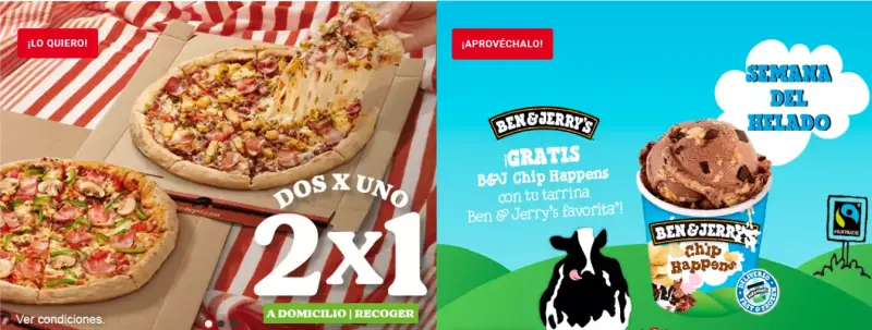 2x1 en Pizzas medianas y Familiares y 2xTarrina de helado Chip Happens B&Js solo 4,5€ 2x1 en Pizzas medianas y Familiares y 2xTarrina de helado Chip Happens B&Js solo 4,5€