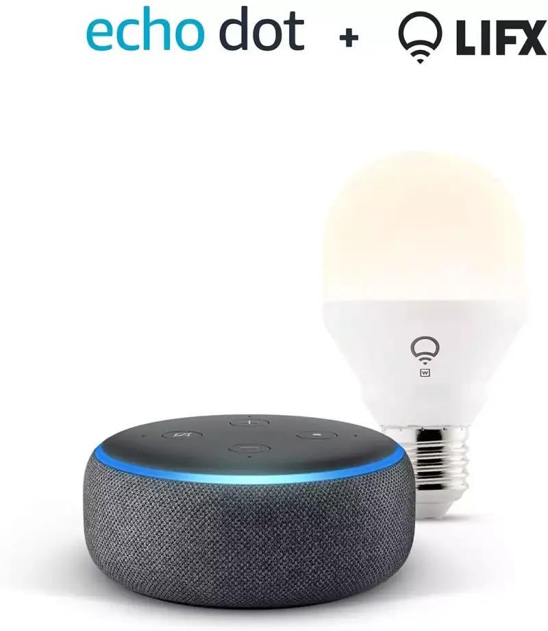 Echo Dot 3.ª generación+ LIFX Bombilla Inteligente Blanca (E27) Echo Dot 3.ª generación+ LIFX Bombilla Inteligente Blanca (E27)