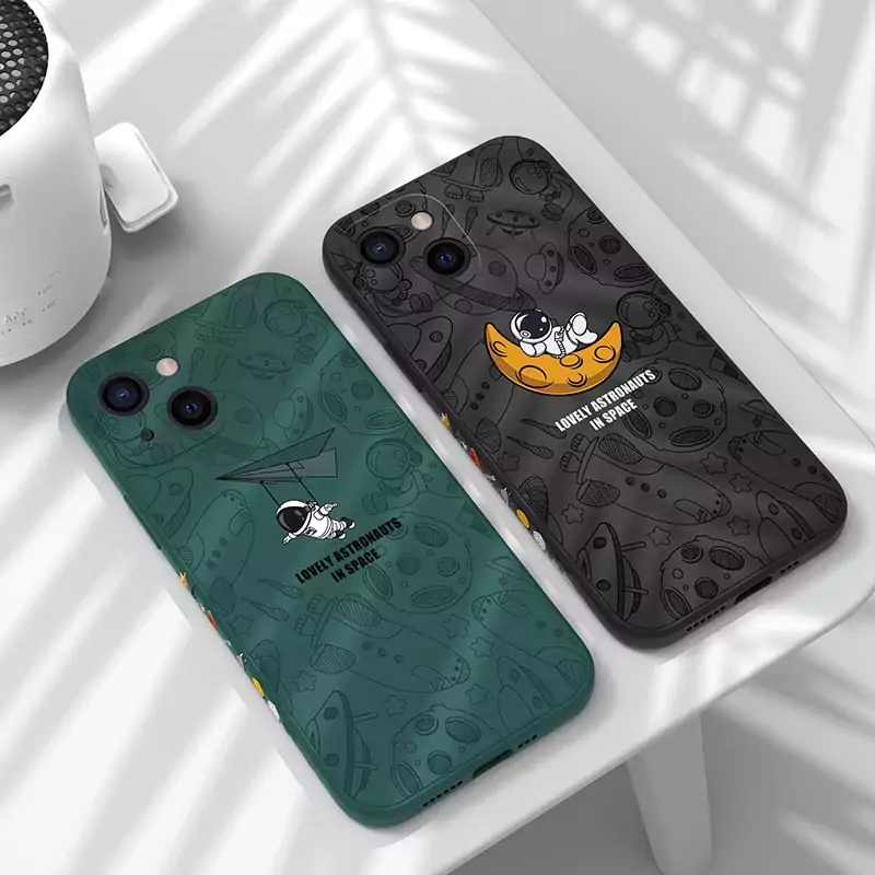 Funda de silicona suave para iPhone diseños astronautas Funda de silicona suave para iPhone diseños astronautas