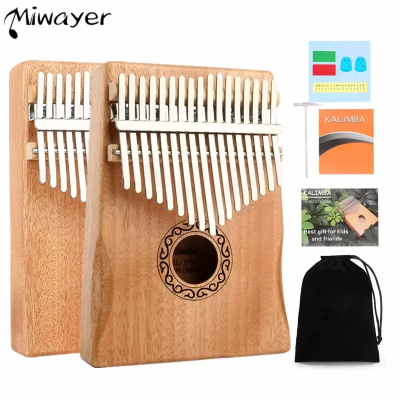 Piano de dedo portátil de madera de caoba Kalimba Piano de dedo portátil de madera de caoba Kalimba