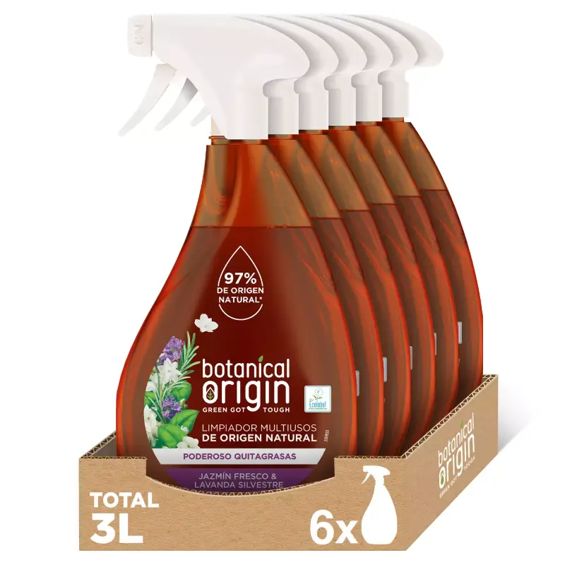 Pack de 6 limpiadores multiusos quitagrasas Botanical Origin Pack de 6 limpiadores multiusos quitagrasas Botanical Origin