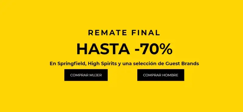 Remate final de verano: Hasta -70% + Envío GRATIS en Springfield Remate final de verano: Hasta -70% + Envío GRATIS en Springfield