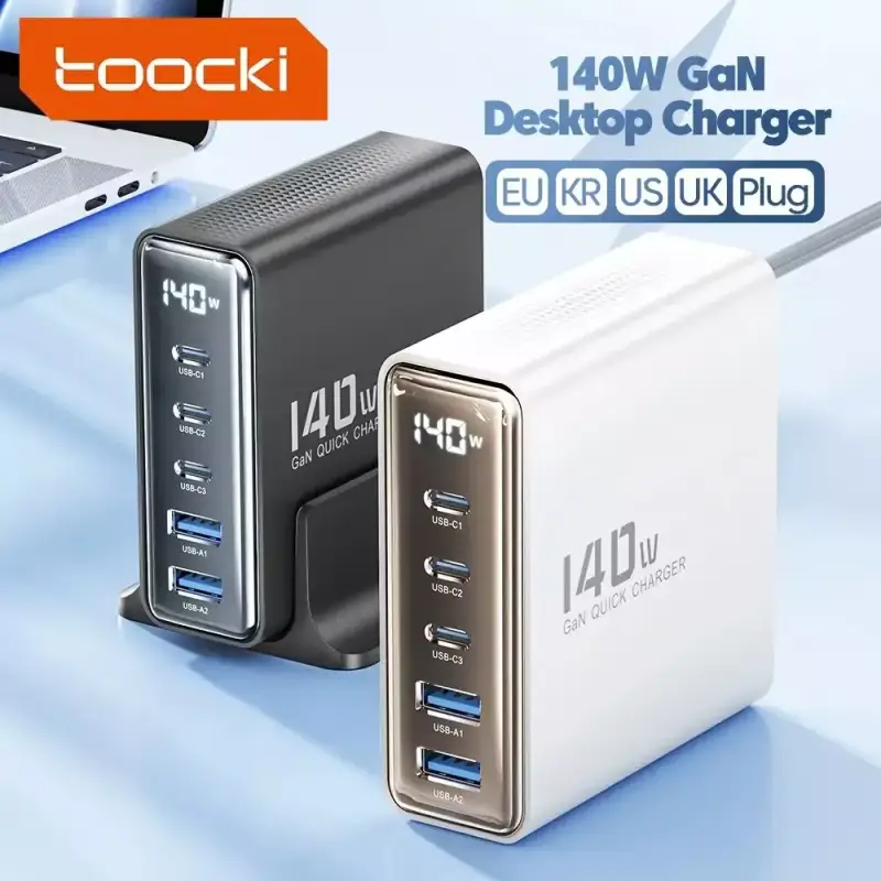 Cargador USB GaN 5 en 1 de 140W Cargador USB GaN 5 en 1 de 140W