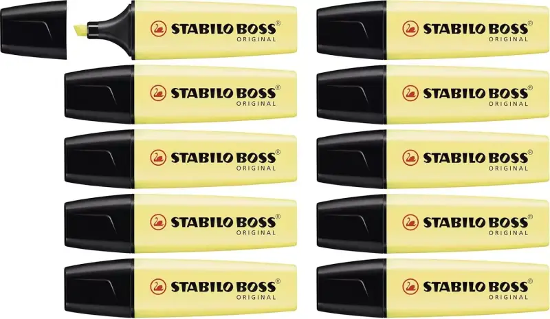 10 Rotuladores Stabilo boss amarillo cremoso 10 Rotuladores Stabilo boss amarillo cremoso
