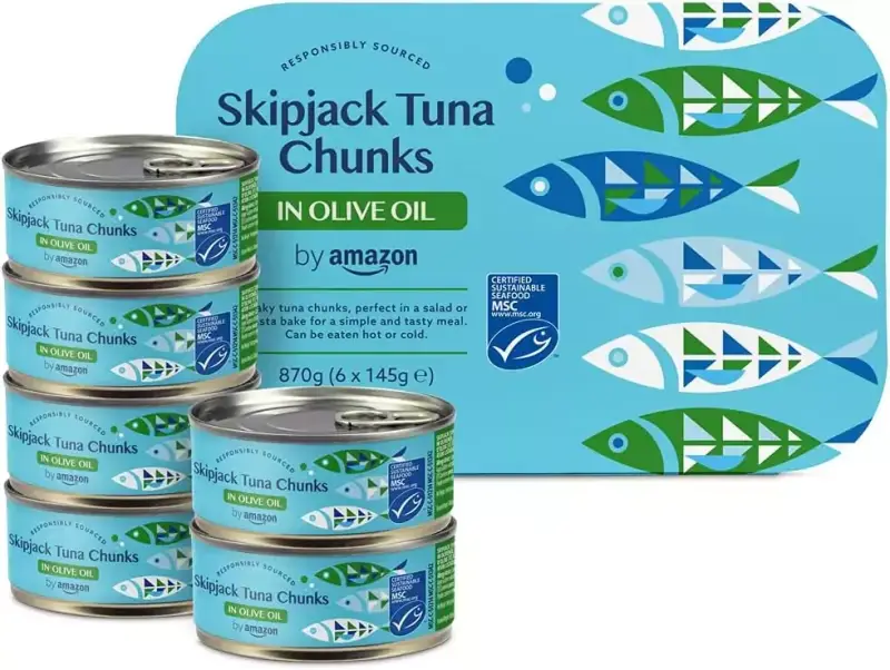 6x Trozos de atún listado en aceite de oliva 145g 6x Trozos de atún listado en aceite de oliva 145g