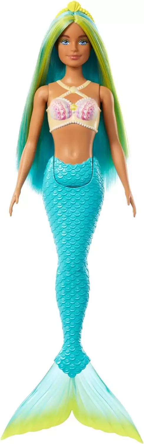 Barbie Muñeca Sirena con Cabello de fantasía Azul y Amarillo Barbie Muñeca Sirena con Cabello de fantasía Azul y Amarillo
