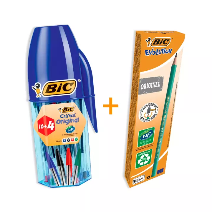 Pack de 20 bolígrafos Bic + 12 lápices de grafito Bic Pack de 20 bolígrafos Bic + 12 lápices de grafito Bic