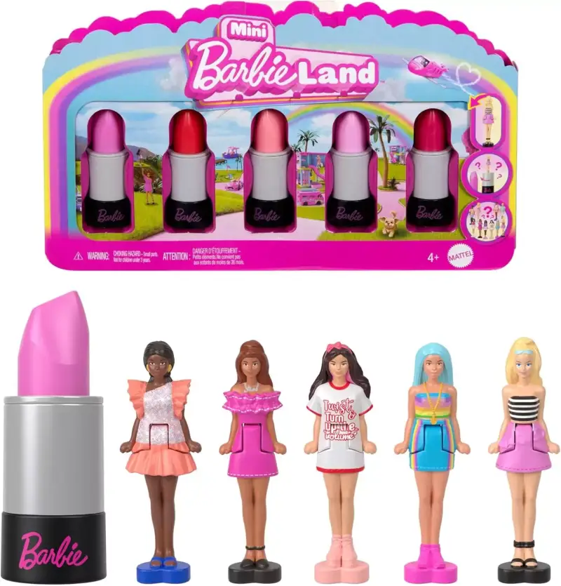 Set 5 pintalabios Barbie Mini Barbieland + minifiguras Set 5 pintalabios Barbie Mini Barbieland + minifiguras